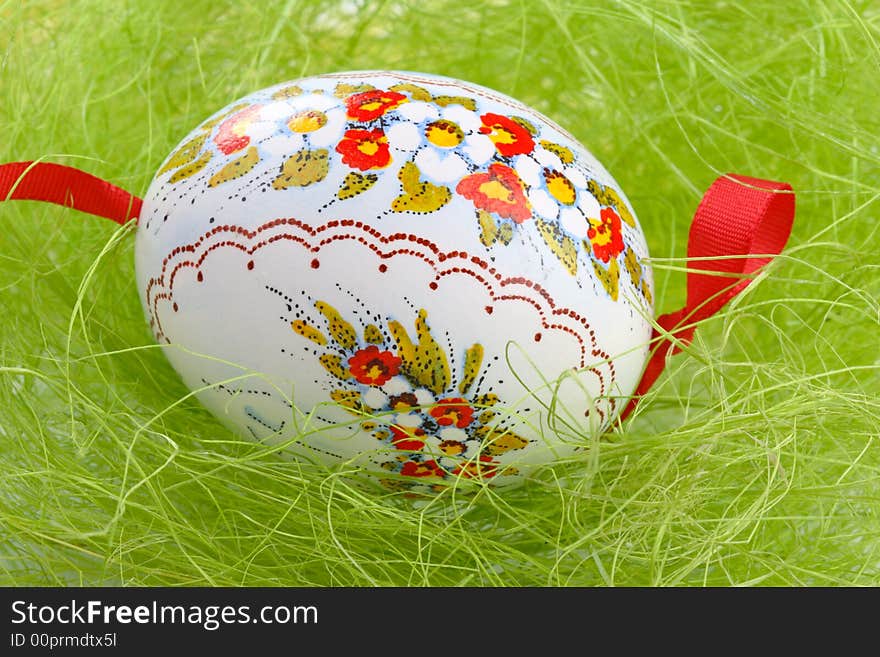 Painted Easter Egg in green grass