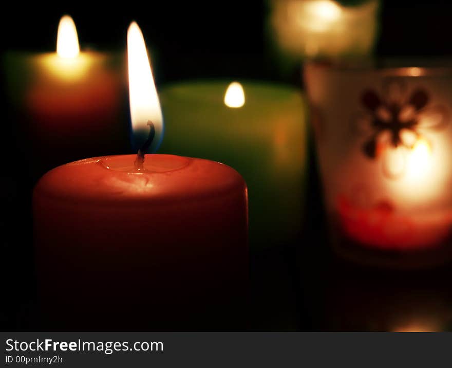 Decorative candles in the dark