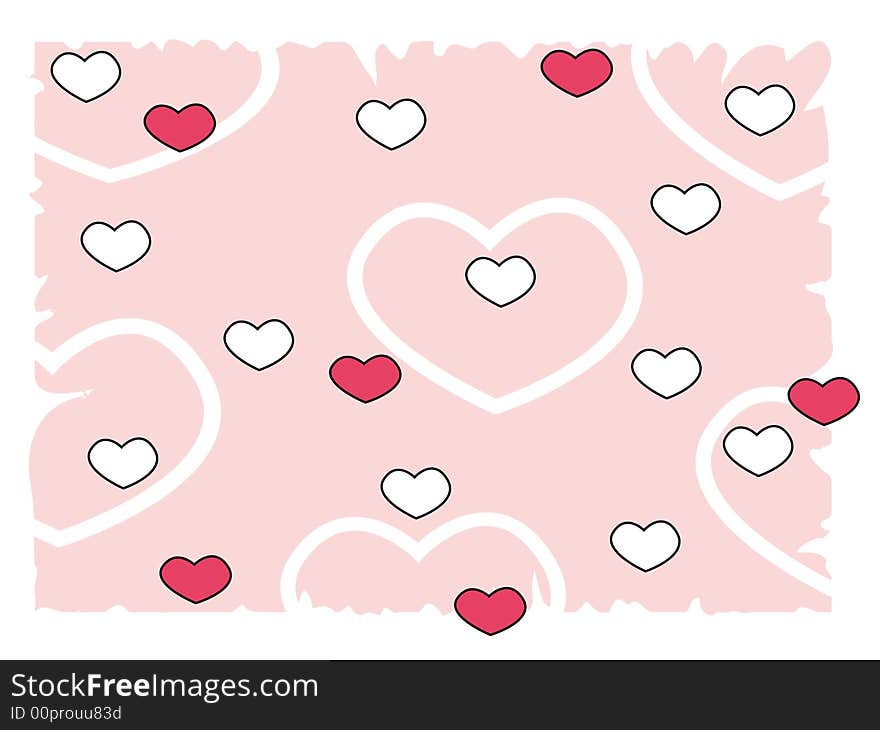 Computer generated valentine background with hearts