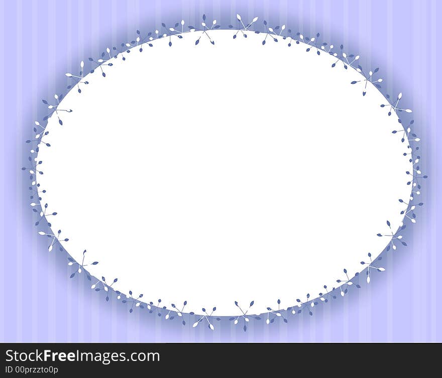 A background illustration featuring a white oval frame with decorative edging set against blue striped background with opaque white stripes. A background illustration featuring a white oval frame with decorative edging set against blue striped background with opaque white stripes