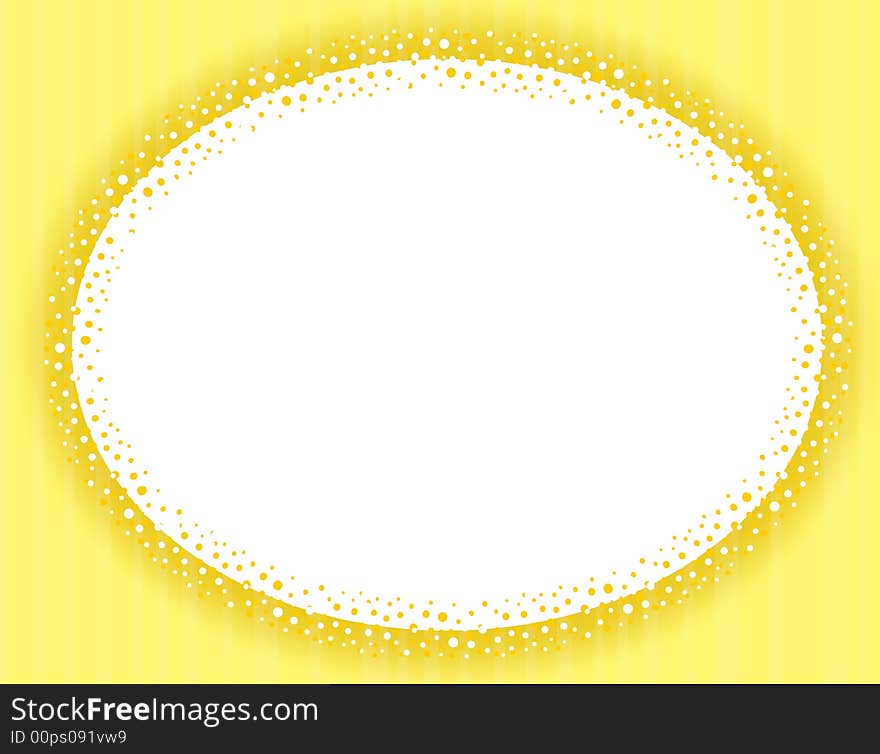 A background illustration featuring a white oval frame with decorative edging set against yellow striped background with opaque white stripes. A background illustration featuring a white oval frame with decorative edging set against yellow striped background with opaque white stripes