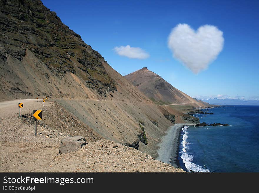 Journey towards a heart shaped cloud on a sunny day. Journey towards a heart shaped cloud on a sunny day.