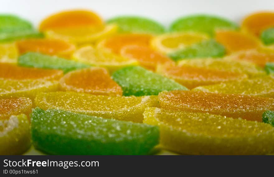 Close-up of colourful fruit candies