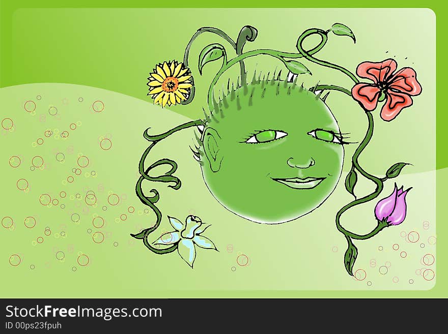 Season spring face illustration, hand draw and