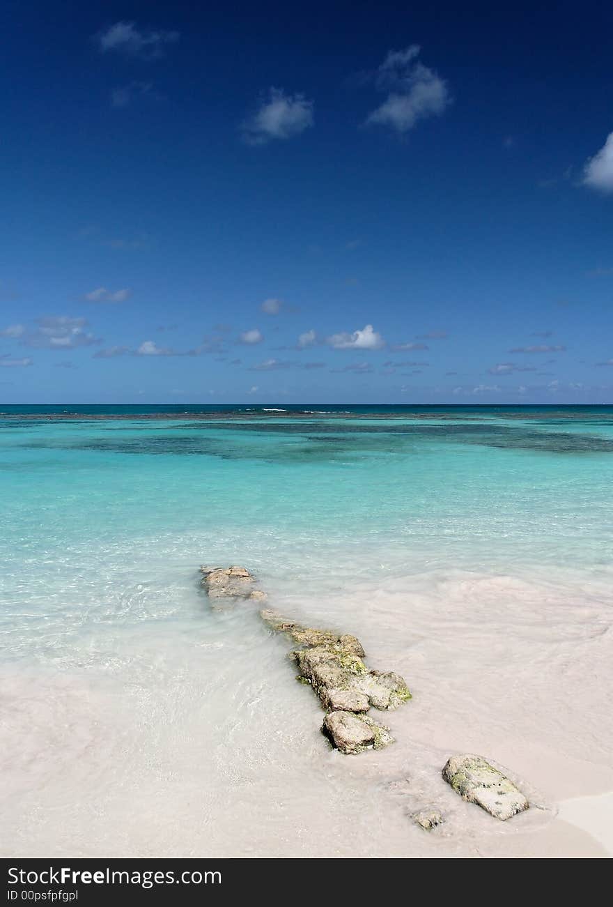 A beautiful white caribbean beach. A beautiful white caribbean beach