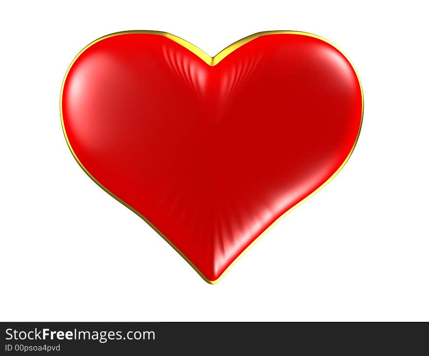 Isolated red heart with gold edging on white background. Please see some similar pictures from my portfolio