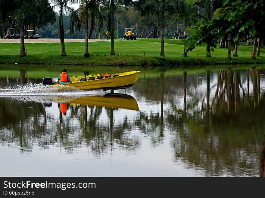 Speed Boat Sailing In The Lake