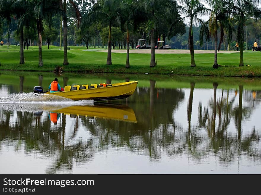 Speed boat sailing in the lake