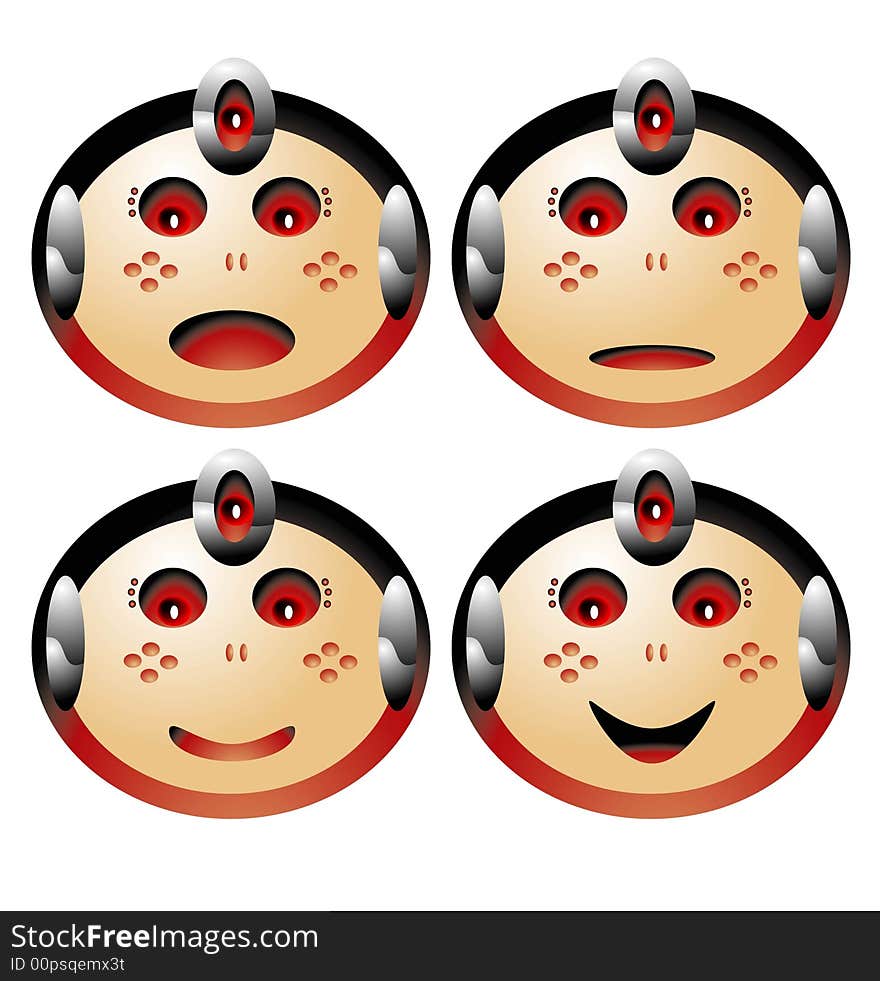 Vector illustration for a set icon of emotion face of robot boy