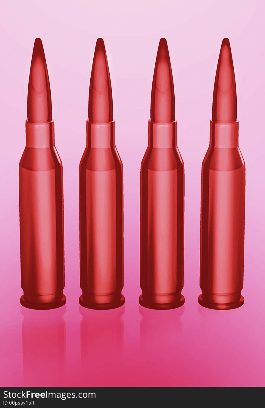 3d concept illustration of 4 bullets. 3d concept illustration of 4 bullets