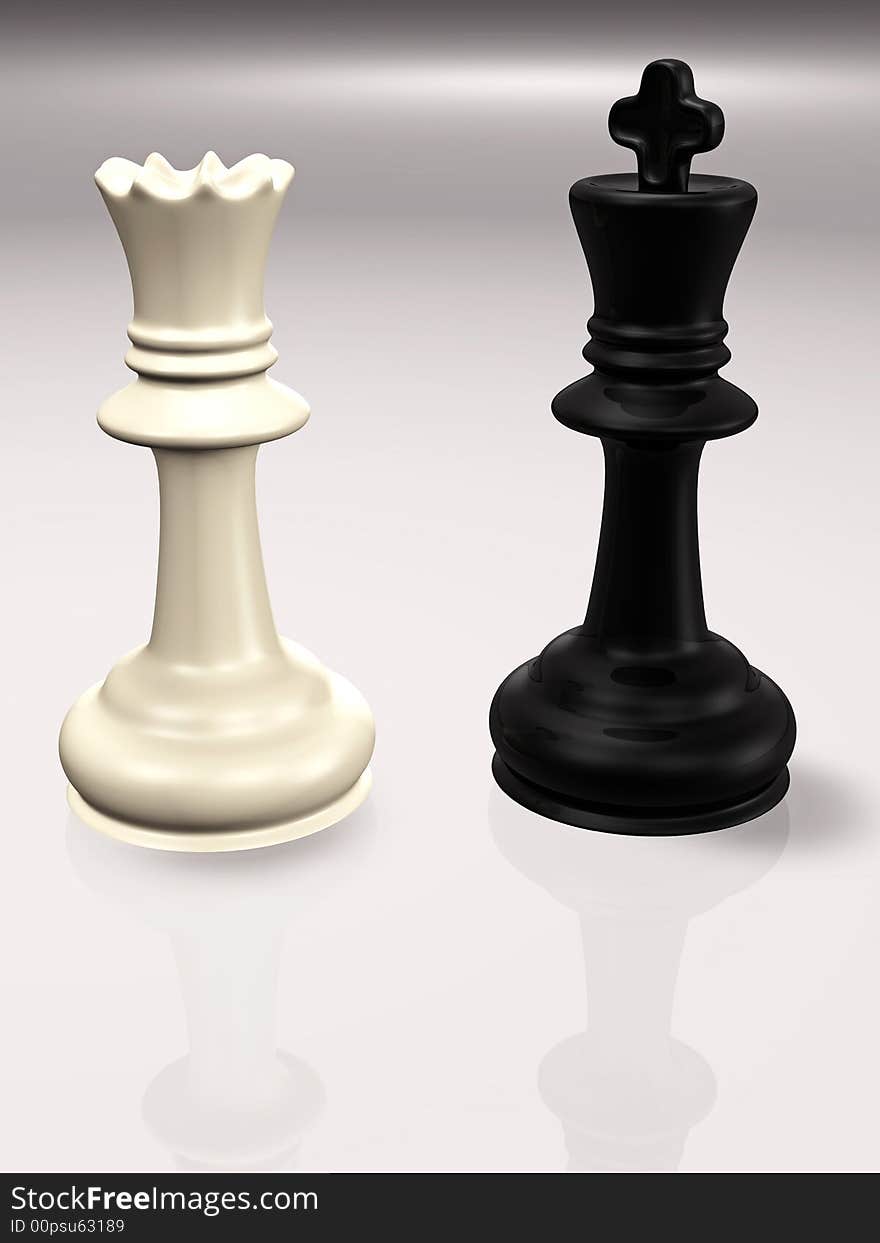 3d concept illustration of a chess game