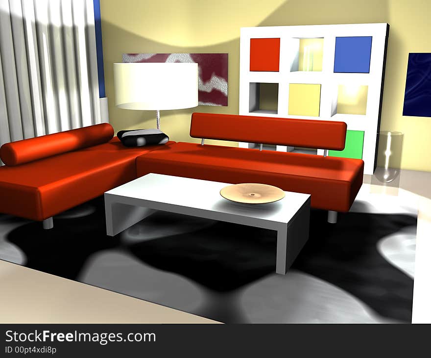 3d rendering model of the modern room. 3d rendering model of the modern room