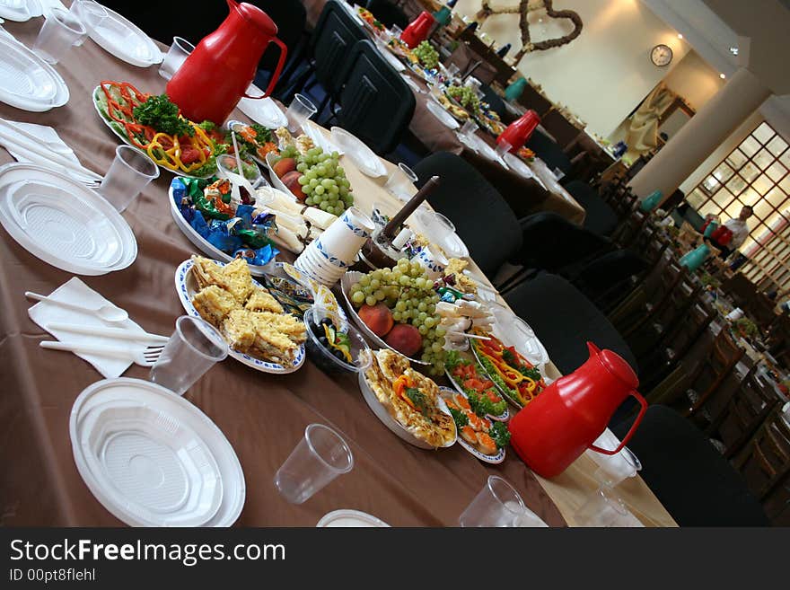 Wedding table with a food