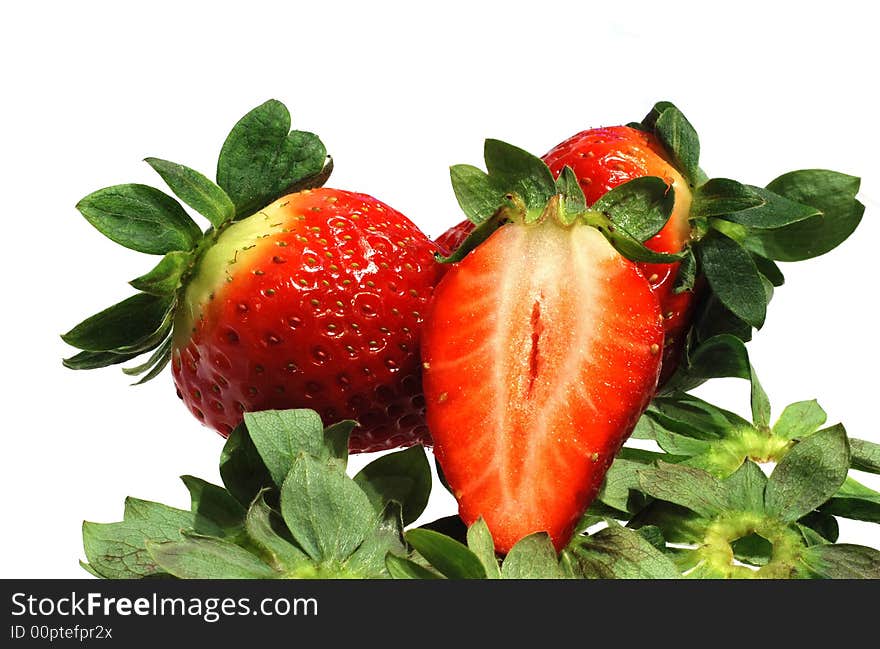 Perfect strawberries isolated on white. Perfect strawberries isolated on white