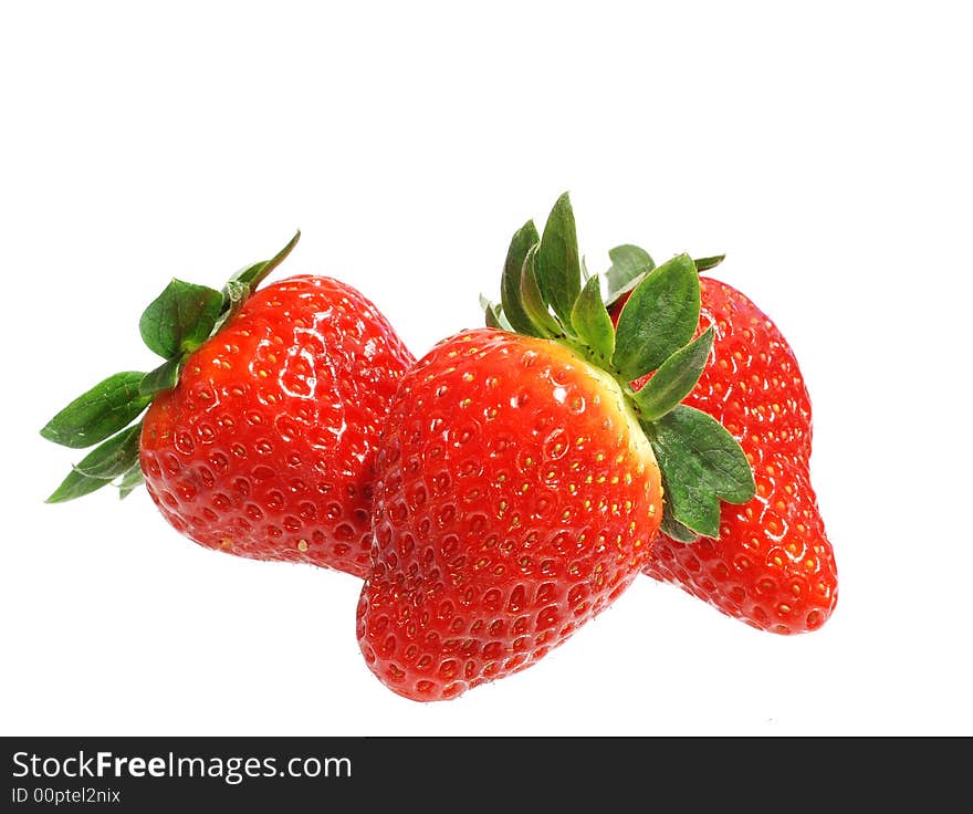 A bunch of ripe strawberries isolated on white. A bunch of ripe strawberries isolated on white