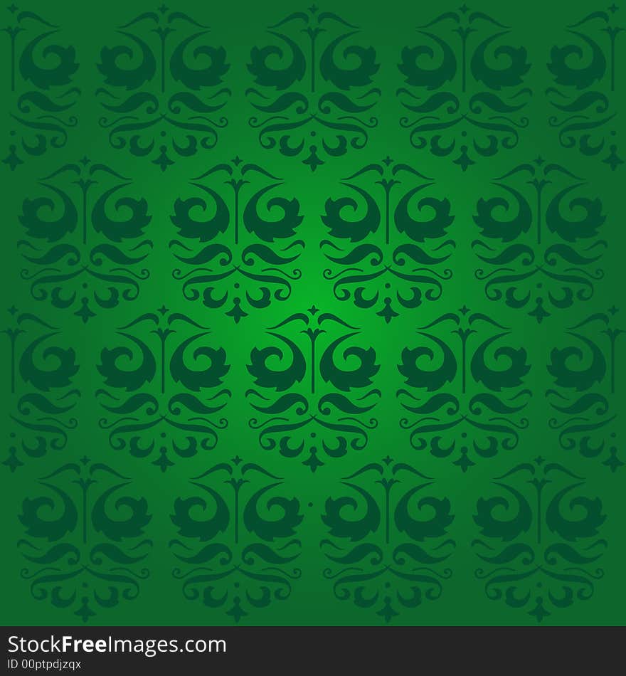 Green retro floral background- vector