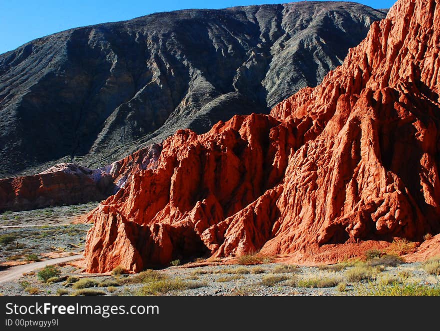 Red and grey mountain