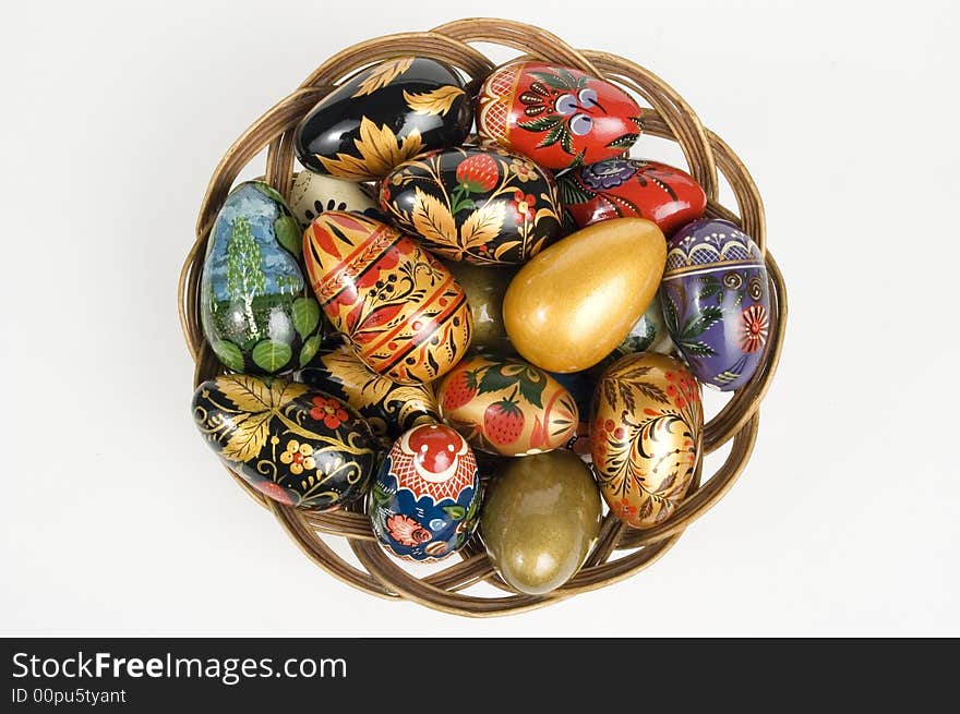 Basket with colour easter eggs