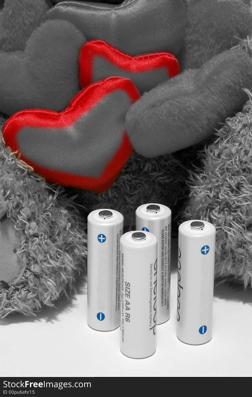 Toy hearts and batteries