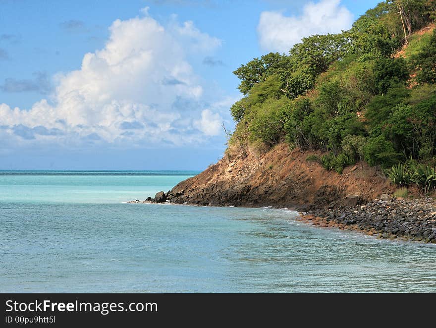 Blue water and bright clear sky of Antigua. Blue water and bright clear sky of Antigua