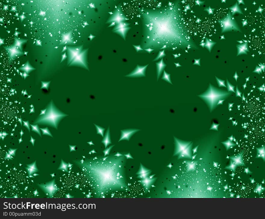 Bright green stars in the night. Bright green stars in the night