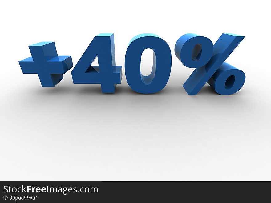 Isolated 40% - 3d illustration on white background