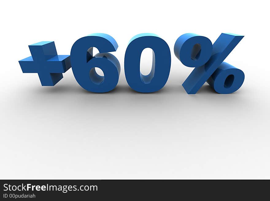 Isolated 60% - 3d illustration on white background