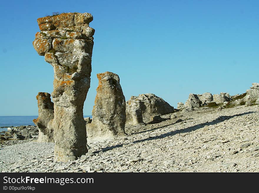 Erected geomorphological forms - holmhallar - Gotland, Sweden