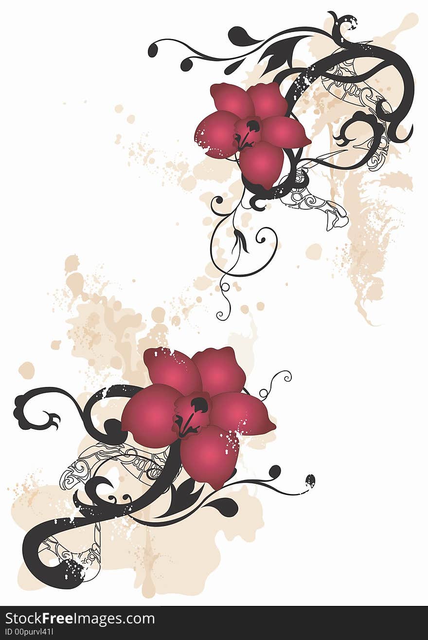 Grungy illustration of a floral background