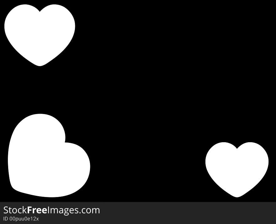 A black page background with hearts as whitespace for text. A black page background with hearts as whitespace for text.