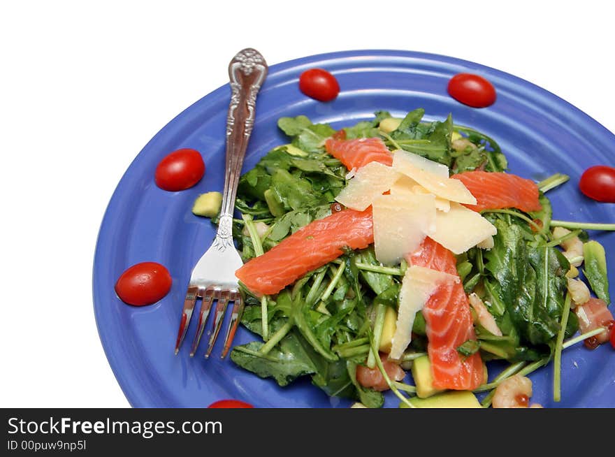 Salad from seafoods isolated on a white background. Salad from seafoods isolated on a white background