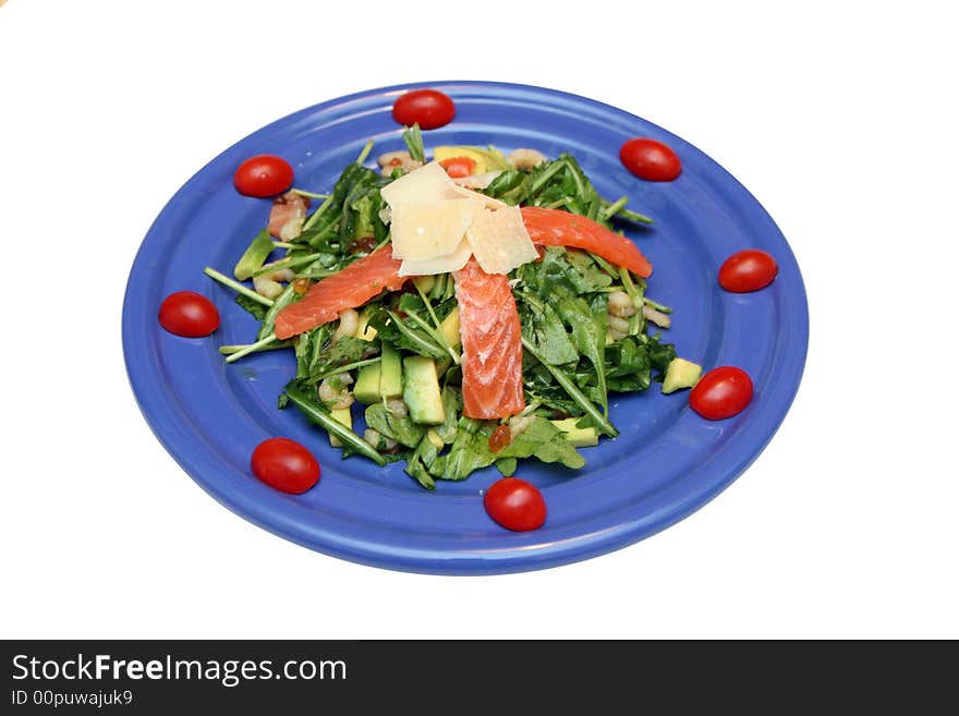 Salad from seafoods isolated on a white background. Salad from seafoods isolated on a white background