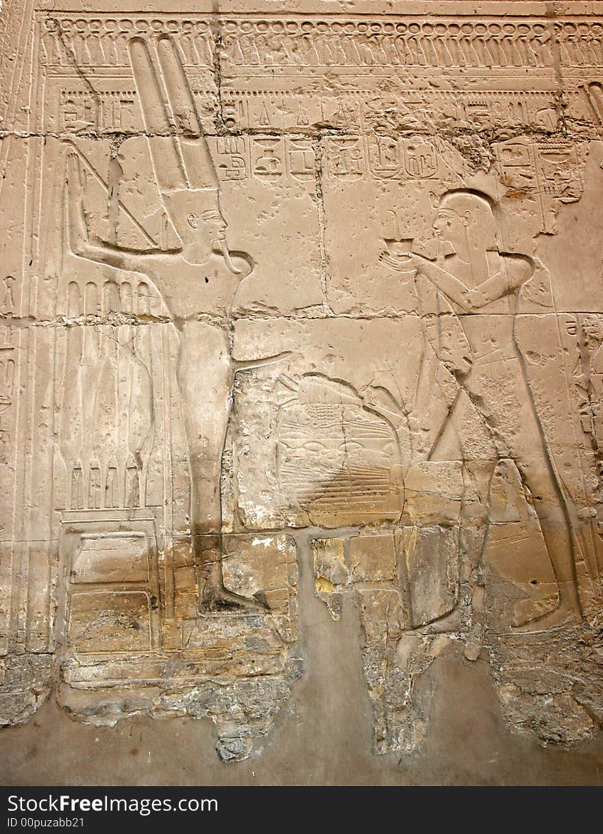 Hieroglyphics at temple of Karnak. Hieroglyphics at temple of Karnak.