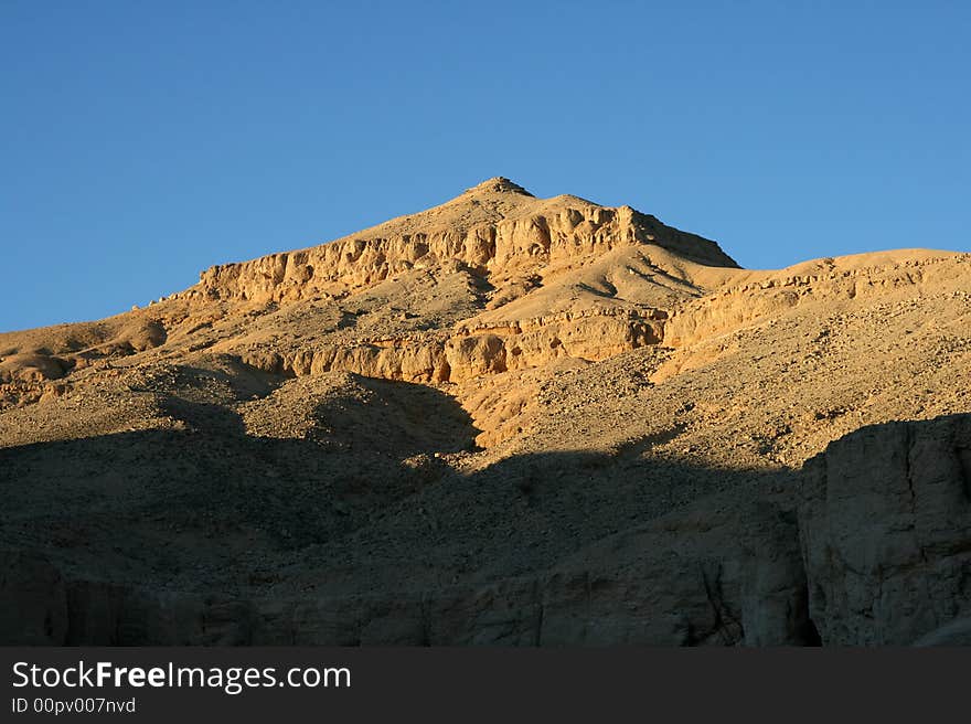 Pyramid shaped hill at the valley of the Kings(Egypt)