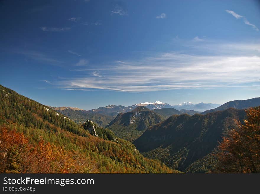 Idyllic mountain view of Karavanke range