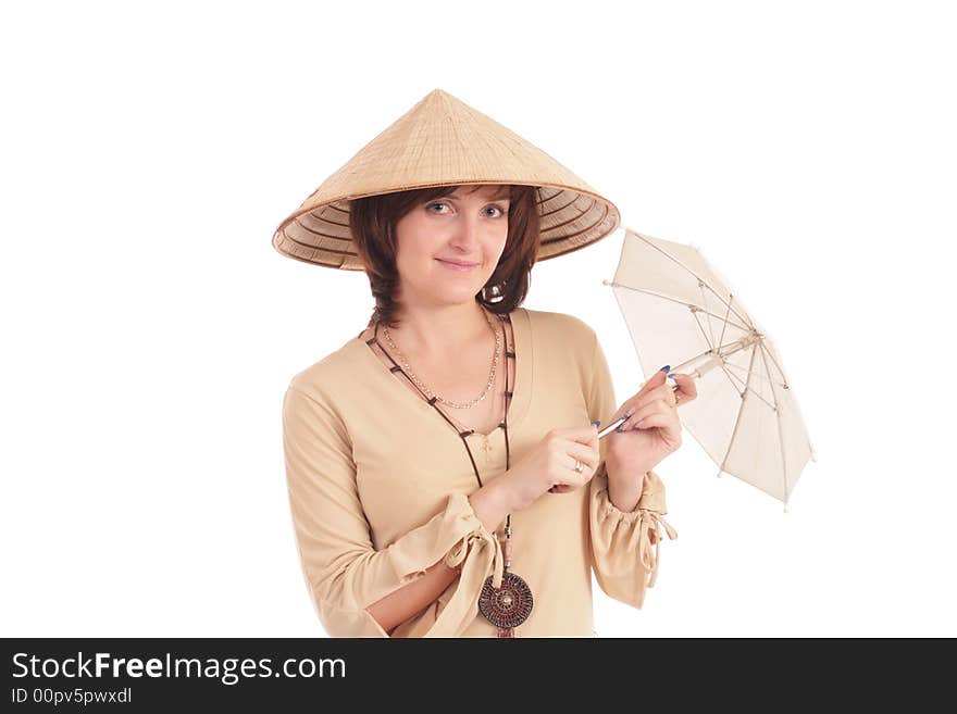 Portrait of the beautiful girl in a hat