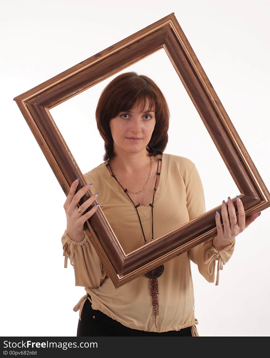 Portrait of the girl with a framework. Isolated