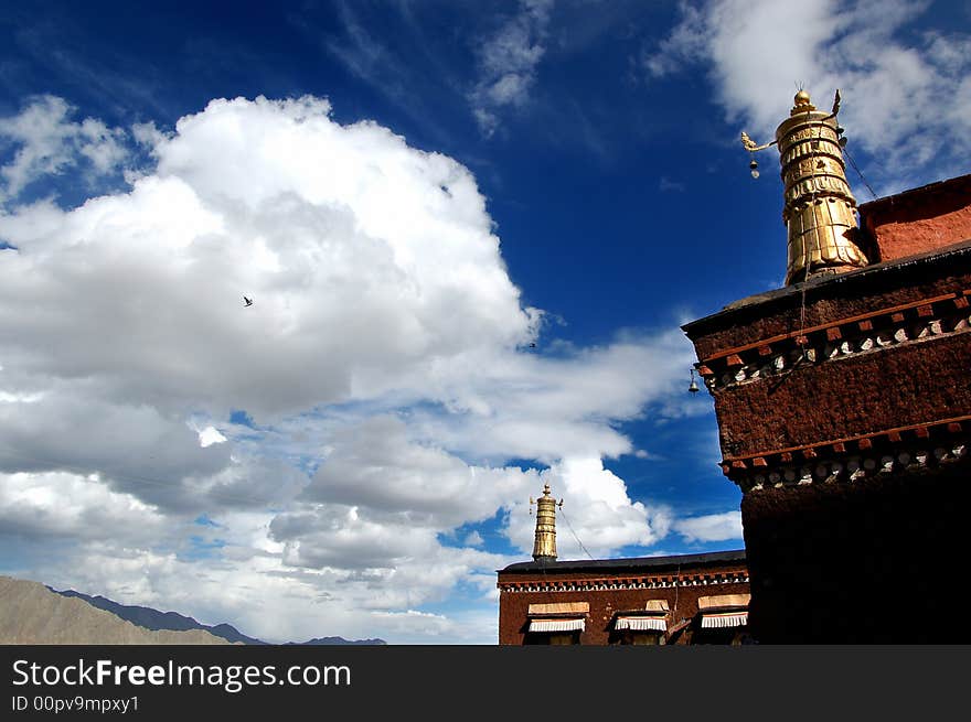 Tashilhunpo Temple in Tibet Plateau