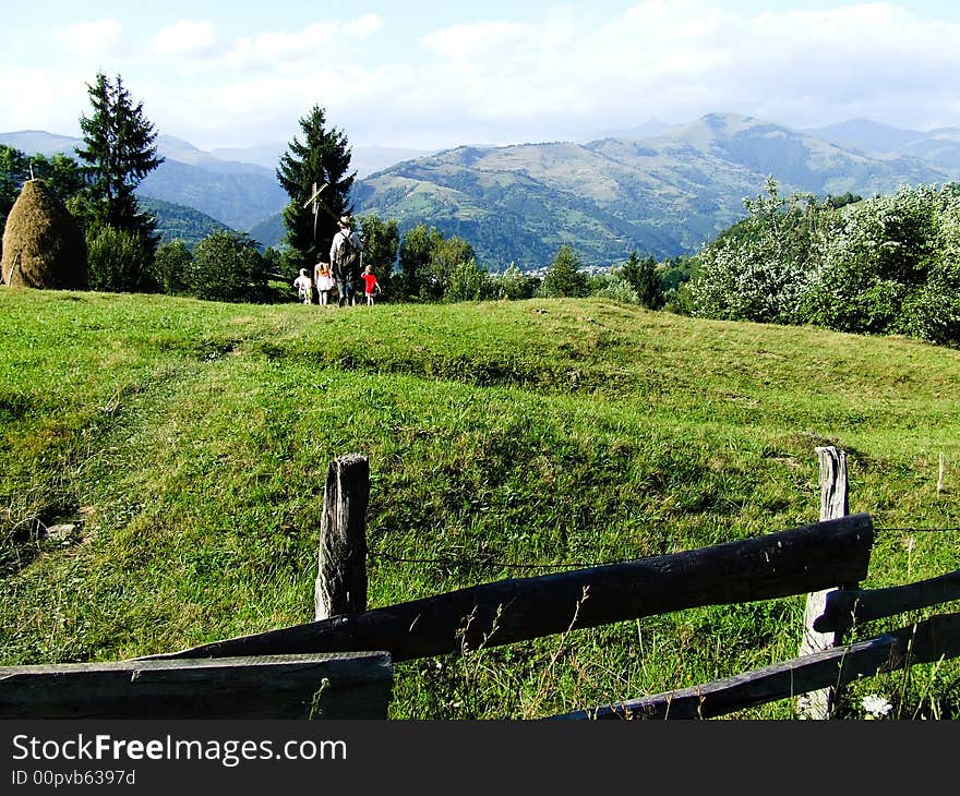 People go home after work on countryside