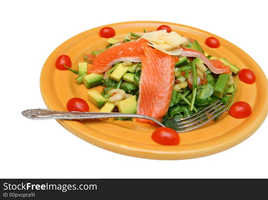 Salad from seafoods isolated on a white background