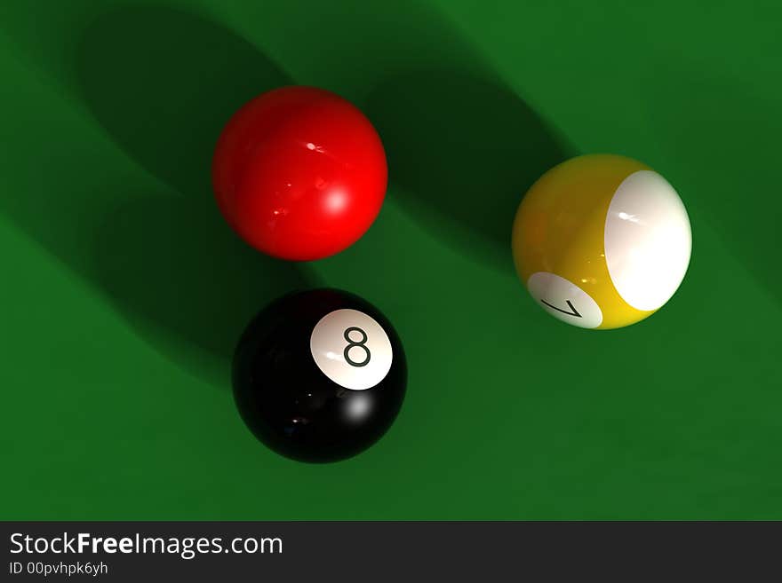 Billiard table with balls - photorealistic 3d render