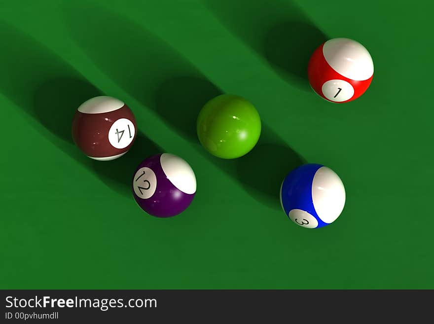 Billiard table with balls - photorealistic 3d render