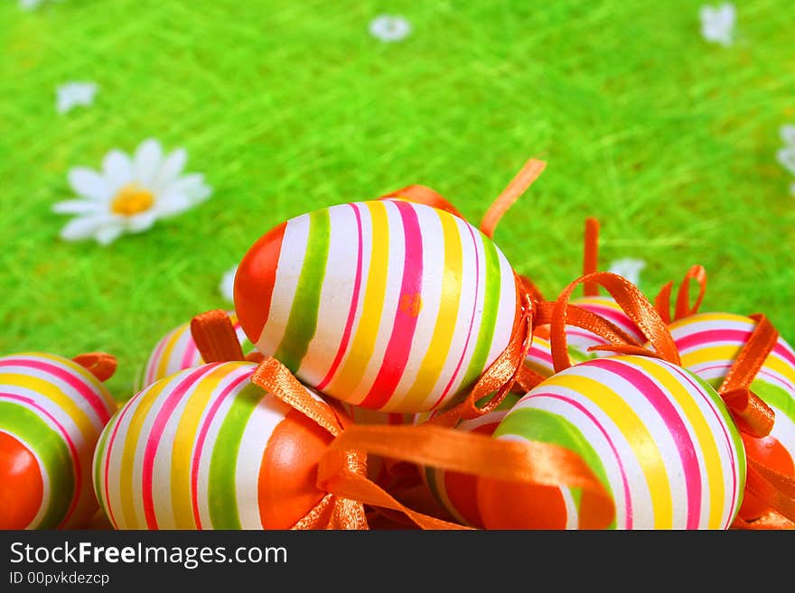 Pastel and colored Easter eggs