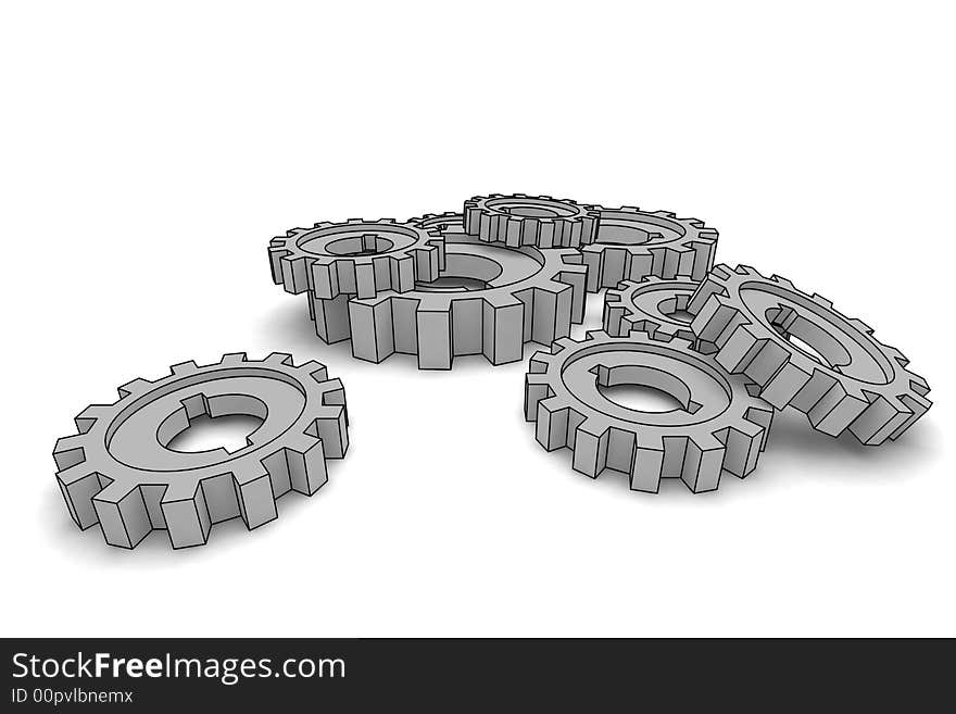 Isolated cogwheels - business network - illustration