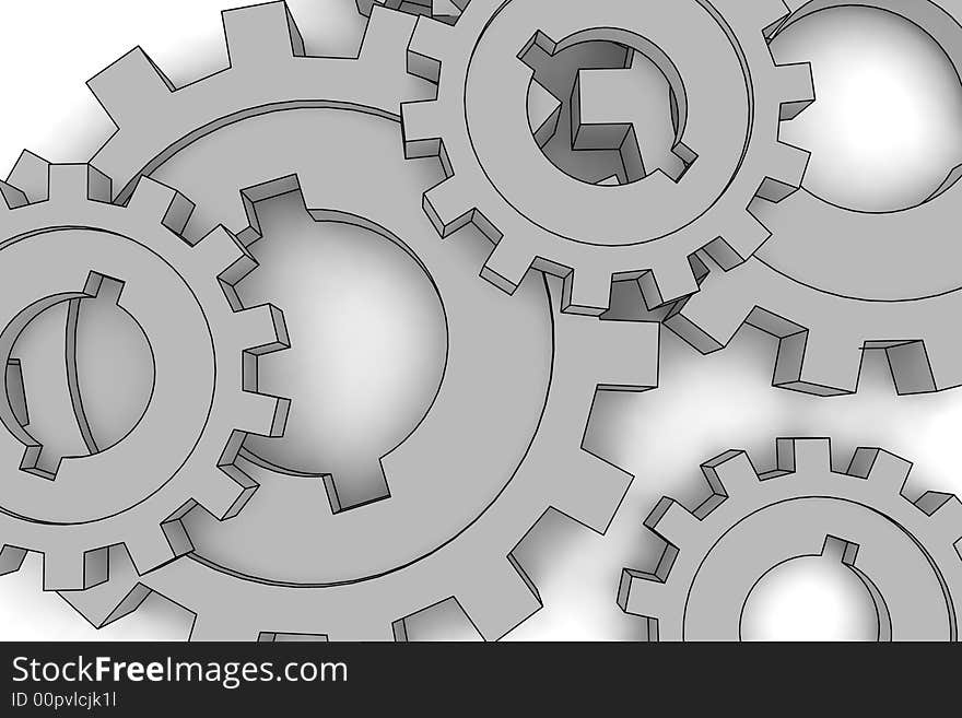 Isolated cogwheels - business network - illustration