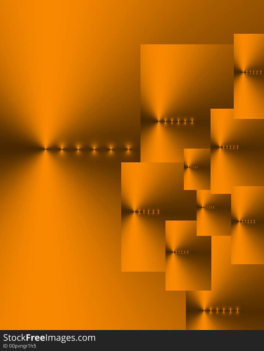 Abstract of ten overlaid burnished gold and dark grey rectangles of various sizes, with six points of light in a horizontal line on each. Abstract of ten overlaid burnished gold and dark grey rectangles of various sizes, with six points of light in a horizontal line on each.