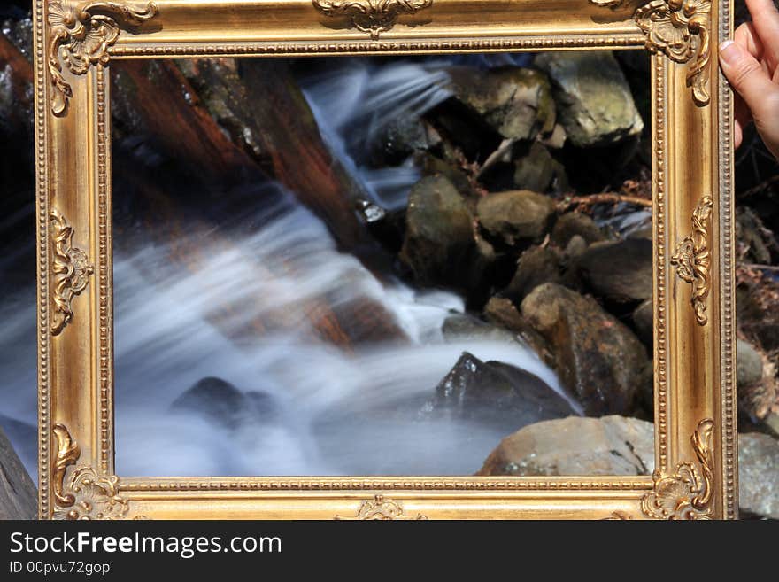 Waterfall in frame