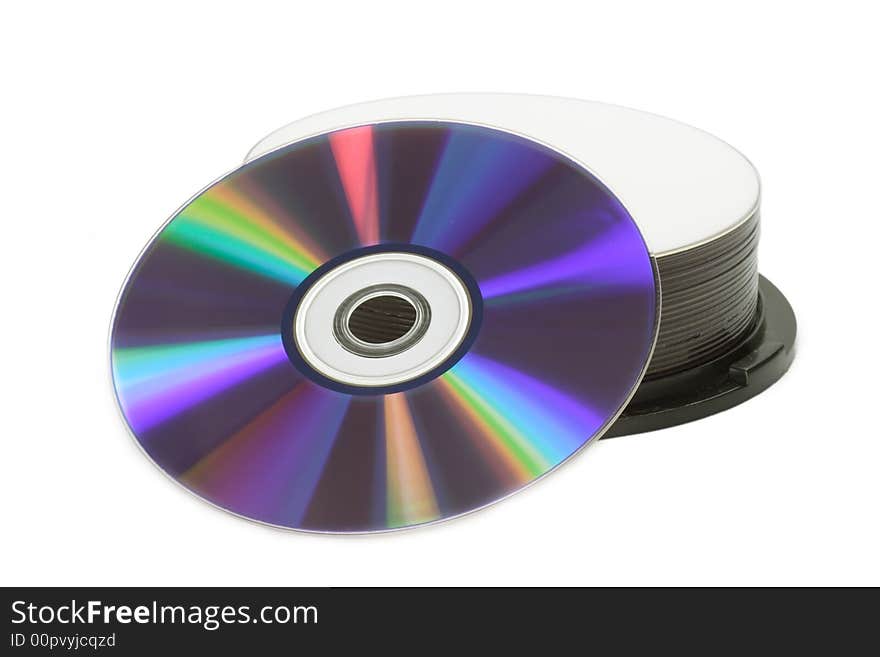 DVD and CD Stack on bright Background. DVD and CD Stack on bright Background