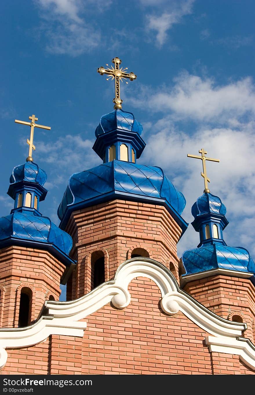 Majestic christian church over blue sky