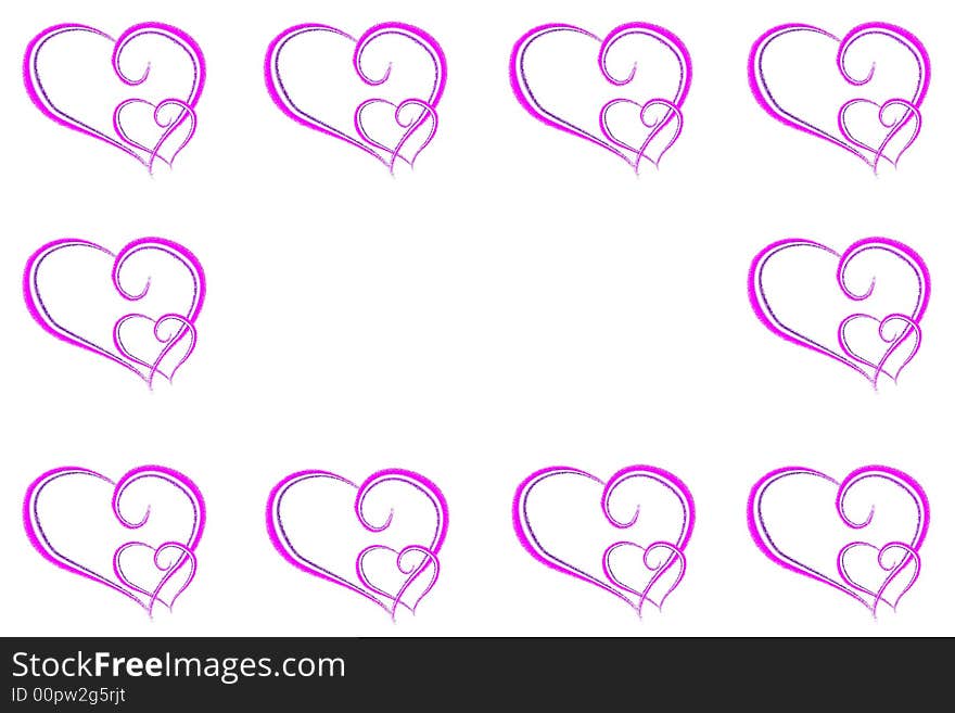 Digital illustration of a frame made of hearts. Digital illustration of a frame made of hearts